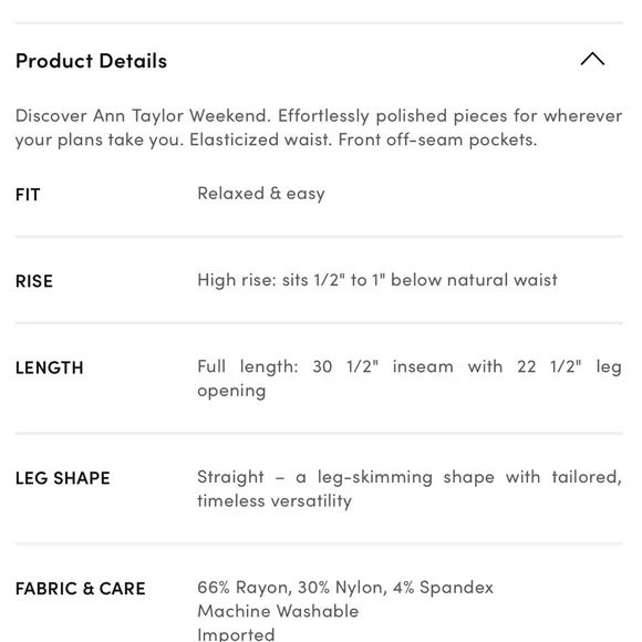 Ann Taylor Ponte Straight Leg Pant - Picture 4 of 4